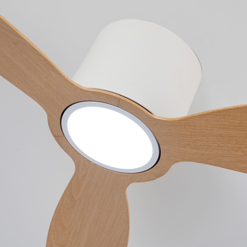 ZEVENTI - Ventilador de teto LED dimerizável VENTORA LED/24W/230V 3000/4000/6000K Wi-Fi Tuya branco/carvalho + controlo remoto