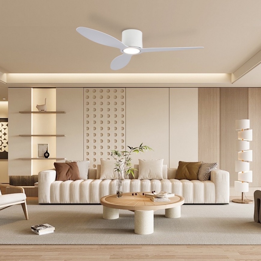 ZEVENTI - Ventilador de teto LED dimerizável VENTORA LED/24W/230V 3000/4000/6000K Wi-Fi Tuya branco + controlo remoto