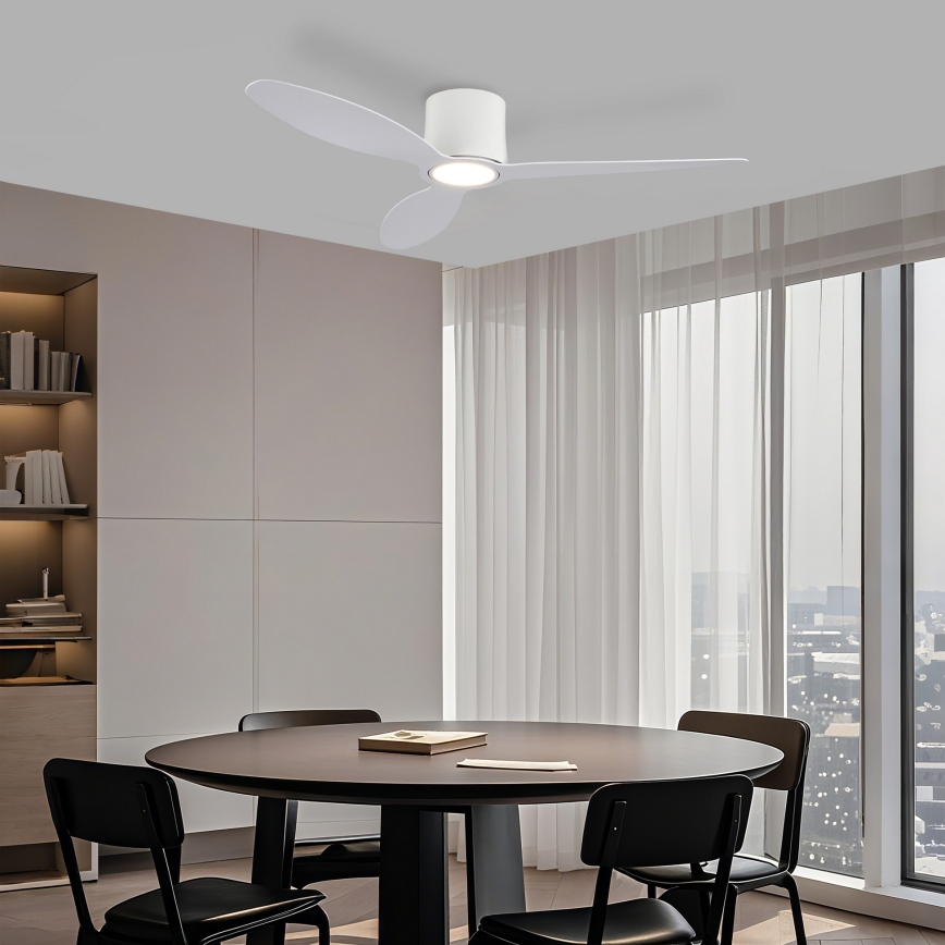 ZEVENTI - Ventilador de teto LED dimerizável VENTORA LED/24W/230V 3000/4000/6000K Wi-Fi Tuya branco + controlo remoto