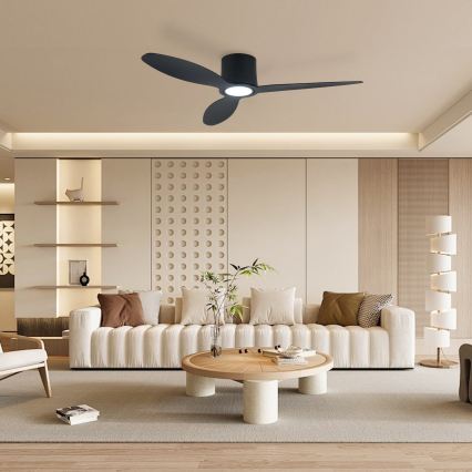 ZEVENTI - Ventilador de teto LED dimerizável VENTORA LED/24W/230V 3000/4000/6000K Wi-Fi Tuya preto + controlo remoto