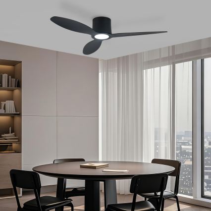 ZEVENTI - Ventilador de teto LED dimerizável VENTORA LED/24W/230V 3000/4000/6000K Wi-Fi Tuya preto + controlo remoto