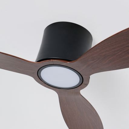 ZEVENTI - Ventilador de tecto LED regulável VENTORA LED/24W/230V 3000/4000/6000K Wi-Fi Tuya preto/nogueira + controlo remoto