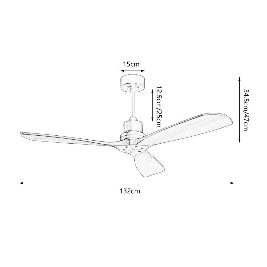 ZEVENTI - Ventilador de teto LIONI Wi-Fi Tuya preto/carvalho + controlo remoto