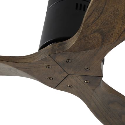 ZEVENTI - Ventilador de tecto SPELLO Wi-Fi Tuya preto/carvalho + comando remoto