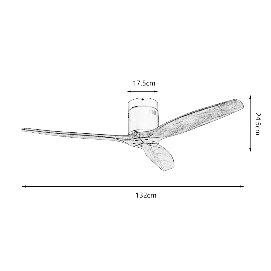 ZEVENTI - Ventilador de tecto SPELLO Wi-Fi Tuya preto/carvalho + comando remoto