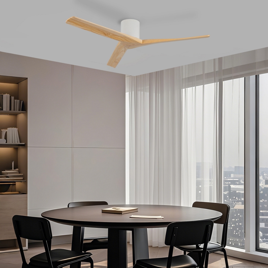ZEVENTI - Ventilador de teto VELLON Wi-Fi Tuya branco/paulownia + comando remoto
