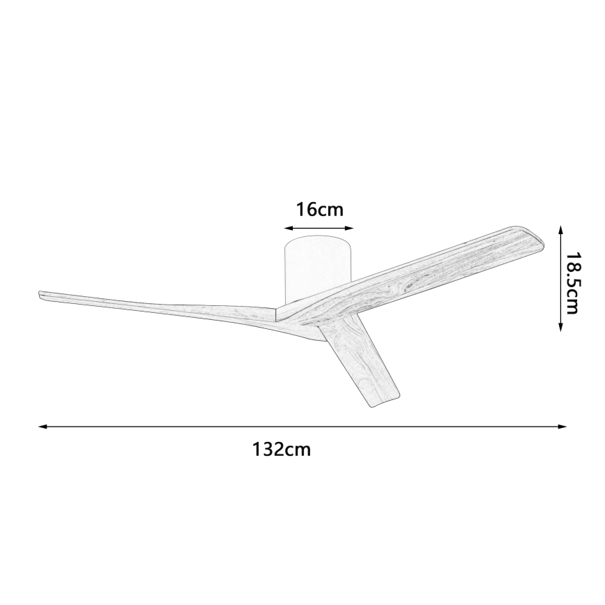 ZEVENTI - Ventilador de teto VELLON Wi-Fi Tuya branco/paulownia + comando remoto