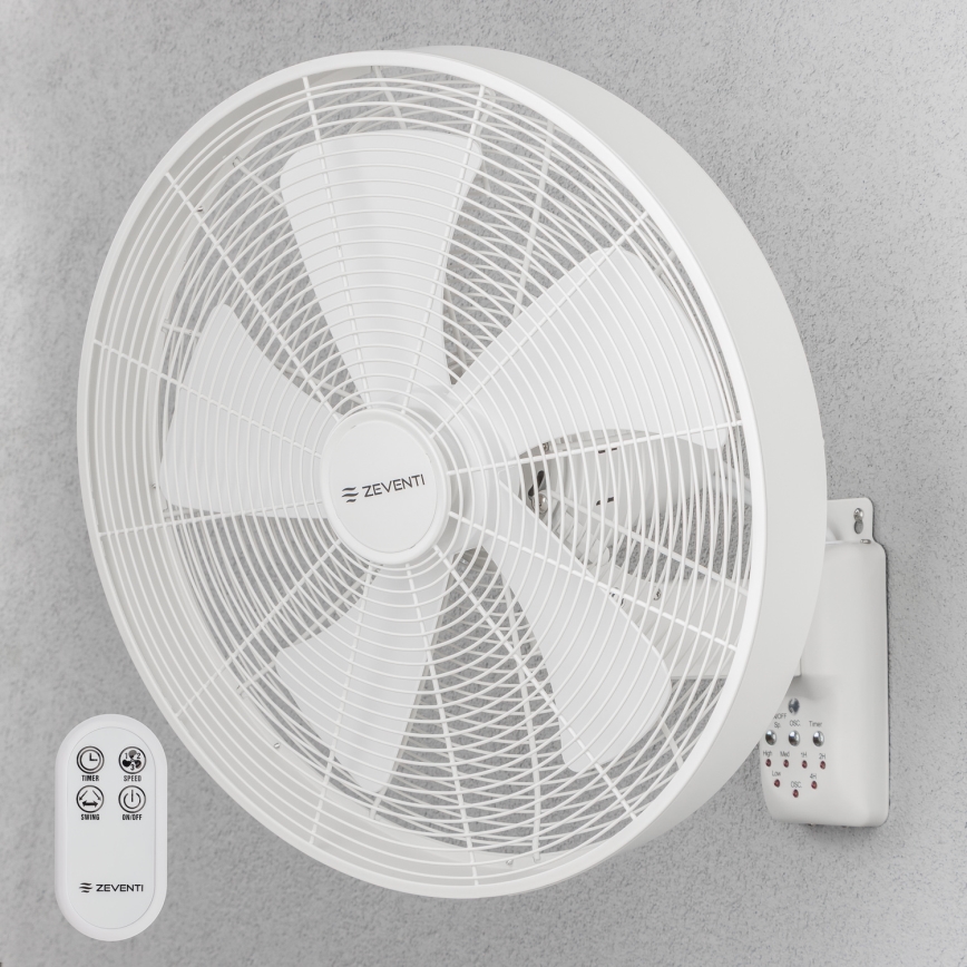 ZEVENTI - Ventoinha de parede FREEZE 50W/230V diâmetro 40 cm branco + comando
