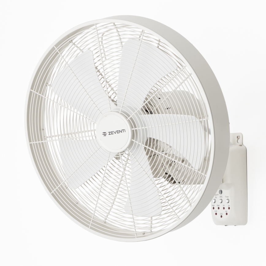 ZEVENTI - Ventoinha de parede FREEZE 50W/230V diâmetro 40 cm branco + comando