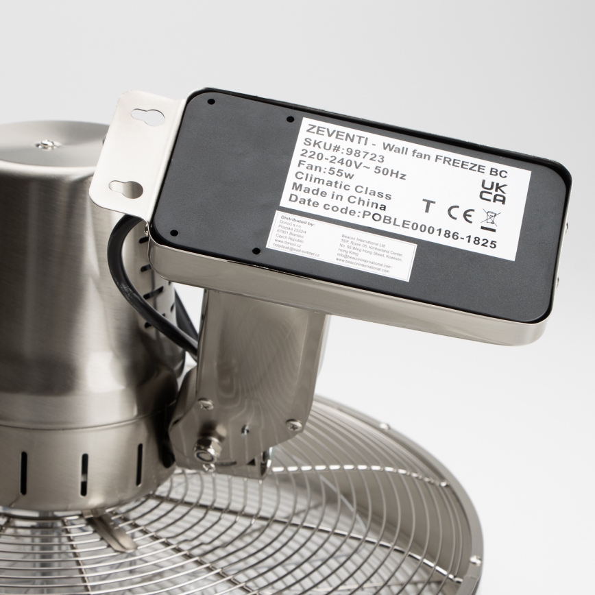 ZEVENTI - Ventoinha de parede FREEZE 50W/230V diâmetro 40 cm cromado mate + comando
