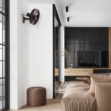 ZEVENTI - Ventoinha de parede FREEZE 50W/230V diâmetro 40 cm preto/castanho + comando