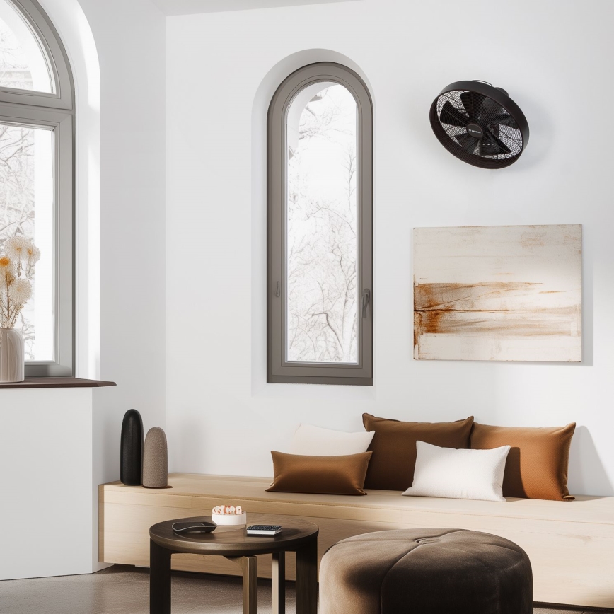 ZEVENTI - Ventoinha de parede FREEZE 50W/230V diâmetro 40 cm preto/castanho + comando