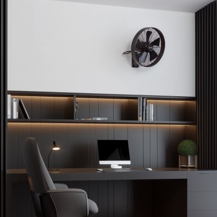 ZEVENTI - Ventoinha de parede FREEZE 50W/230V diâmetro 40 cm preto/castanho + comando