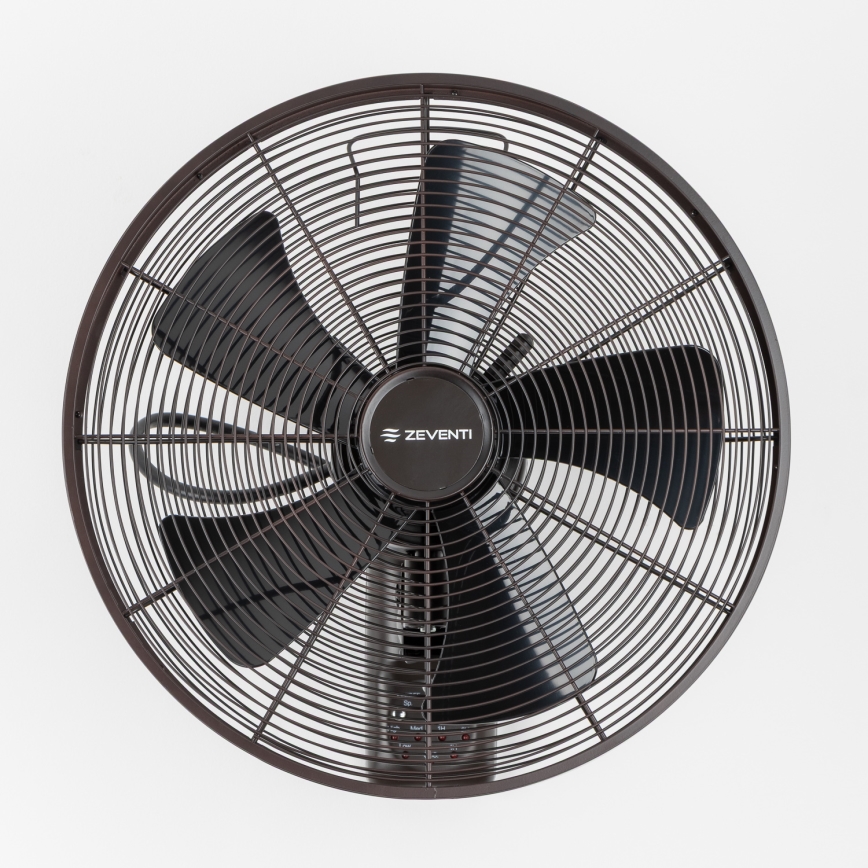 ZEVENTI - Ventoinha de parede FREEZE 50W/230V diâmetro 40 cm preto/castanho + comando