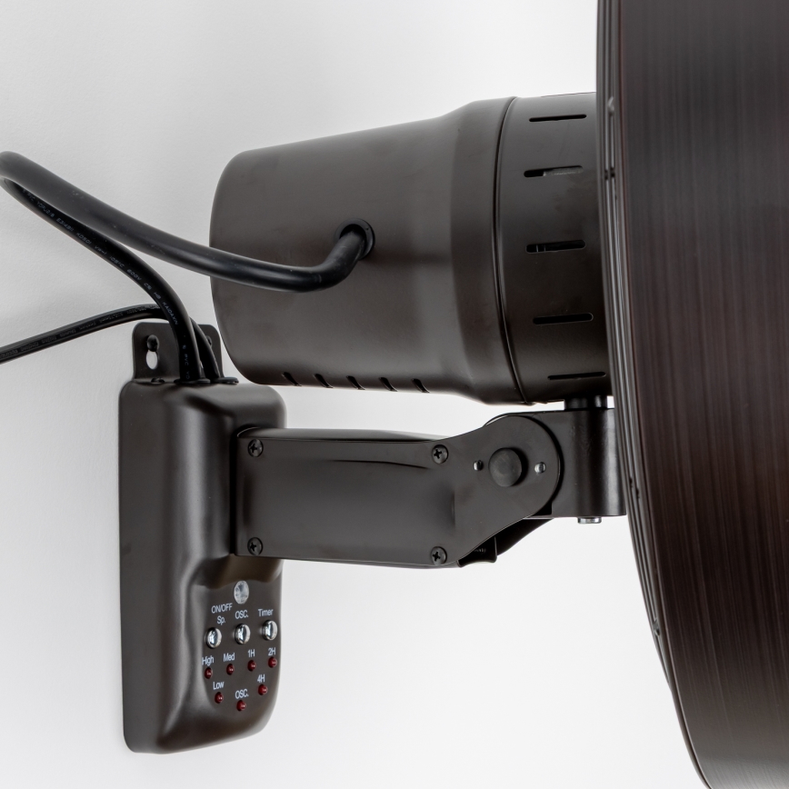 ZEVENTI - Ventoinha de parede FREEZE 50W/230V diâmetro 40 cm preto/castanho + comando