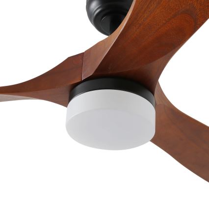 ZEVENTI - Ventilador de teto LED GINOSA LED/18W/230V 3000/4000/6000K Wi-Fi Tuya preto/carvalho + controlo remoto