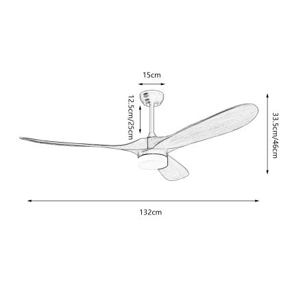 ZEVENTI - Ventilador de teto LED GINOSA LED/18W/230V 3000/4000/6000K Wi-Fi Tuya preto/carvalho + controlo remoto
