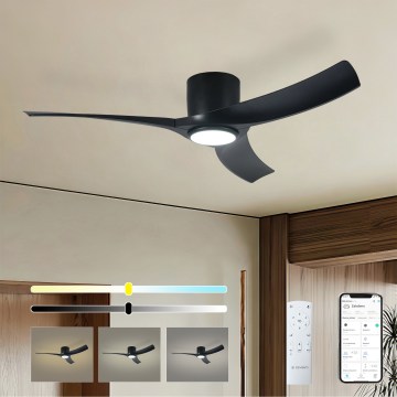ZEVENTI - Ventoinha de tecto LED regulável ORBITO LED/24W/230V 3000/4000/6000K Wi‑Fi Tuya preta + controlo remoto
