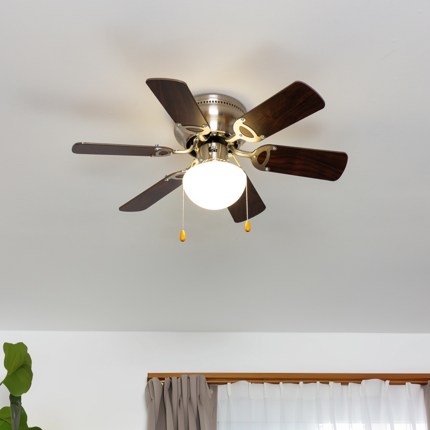 ZEVENTI - Ventoinha de teto GALDANA 1xE27/60W/230V castanho/bege