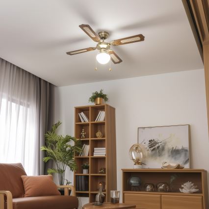 ZEVENTI - Ventoinha de teto NAVAGIO 1xE27/60W/230V castanho