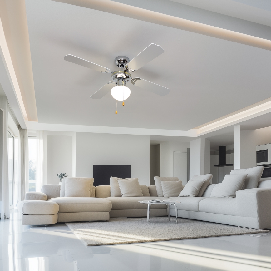 ZEVENTI - Ventoinha de teto NAVAGIO 1xE27/60W/230V preto/branco