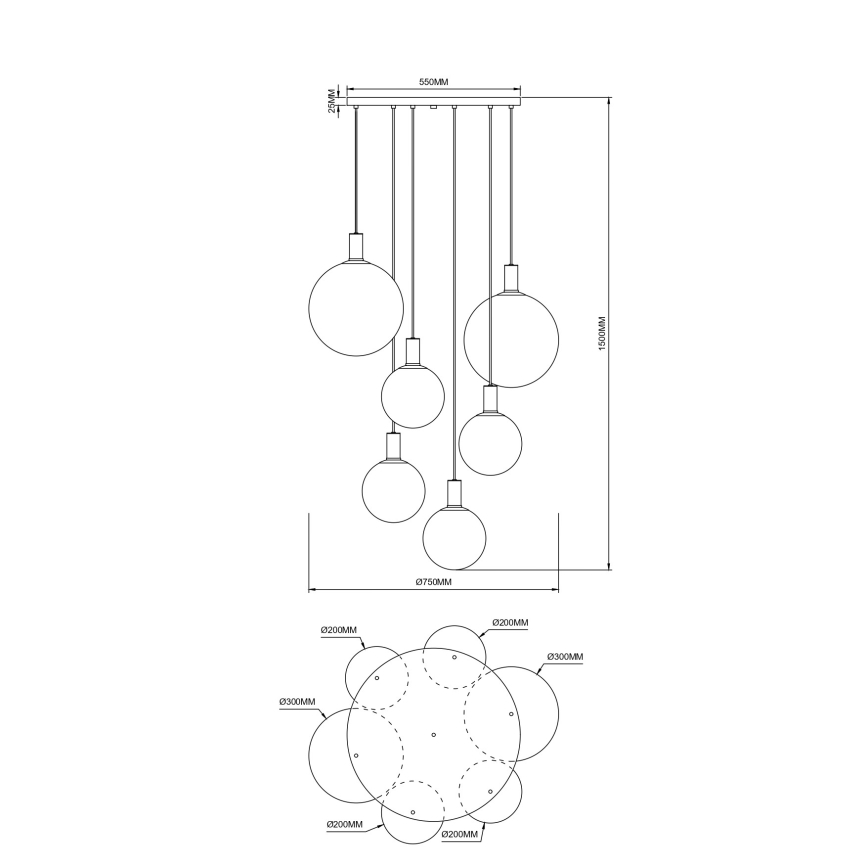 Zuma Line - Lustre suspenso por cabo 6xE27/25W/230V diâmetro 75 cm dourado/preto