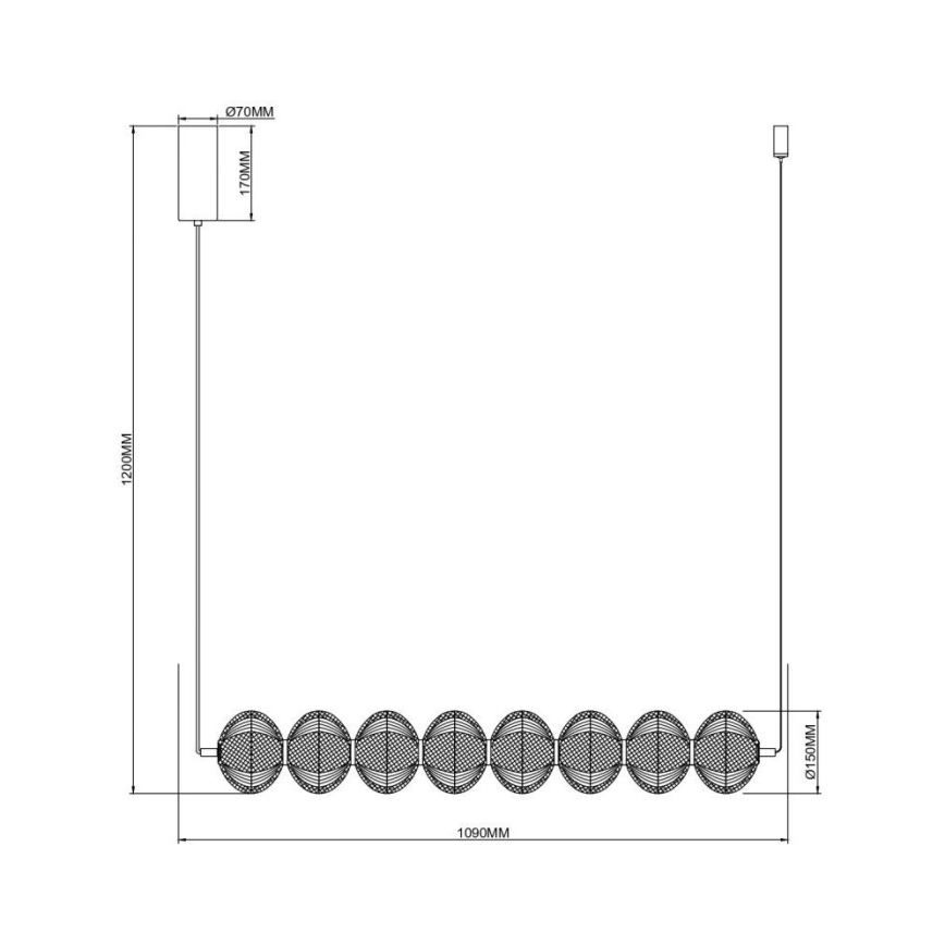 Zuma Line - Lustre pendente com cabo LED/50W/230V dourado
