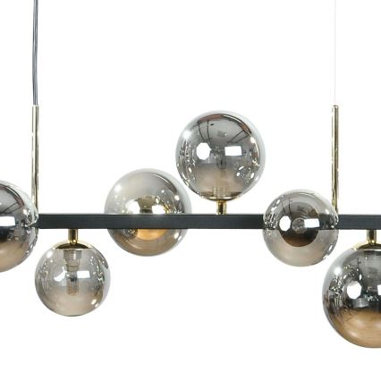 Zuma Line - Lustre suspenso por cabo 10xG9/8W/230V preto/preto fumê