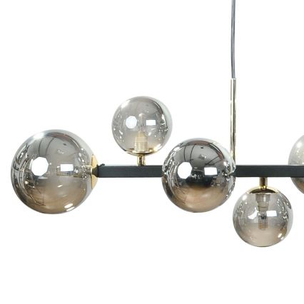 Zuma Line - Lustre suspenso por cabo 10xG9/8W/230V preto/preto fumê