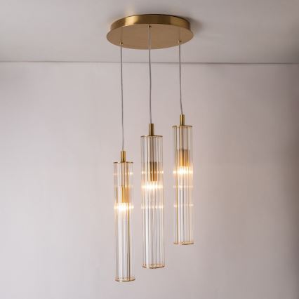 Zuma Line - Lustre suspenso por cabo 3xE14/7W/230V dourado