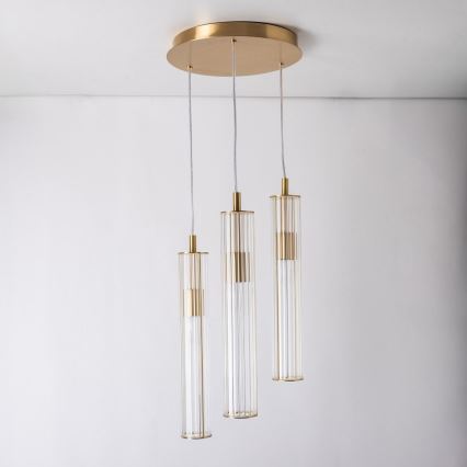 Zuma Line - Lustre suspenso por cabo 3xE14/7W/230V dourado