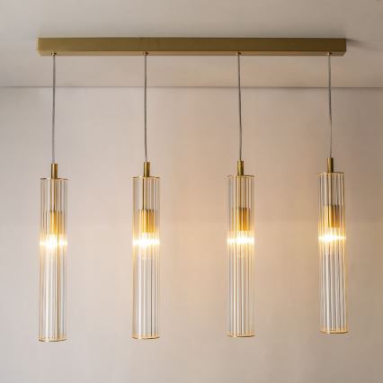 Zuma Line - Lustre suspenso com cabo 4xE14/7W/230V dourado