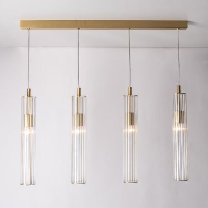 Zuma Line - Lustre suspenso com cabo 4xE14/7W/230V dourado