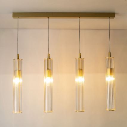 Zuma Line - Lustre suspenso com cabo 4xE14/7W/230V dourado