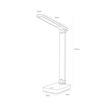 Zuma Line - Lâmpada de mesa recarregável LED/8W/1200 mAh 3000/4500/6000K CRI 90 preta