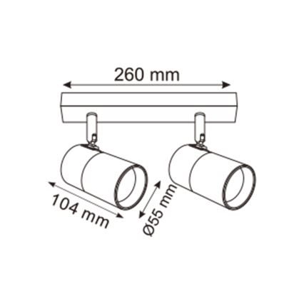 Zuma Line - Foco 2xGU10/50W/230V preto/dourado