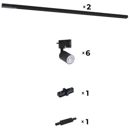 Zuma Line - Spot embutido para sistema de trilhos 6xGU10/10W/230V preto + acessórios para trilhos