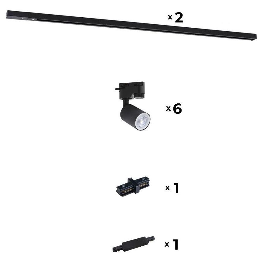 Zuma Line - Spot embutido para sistema de trilhos 6xGU10/10W/230V preto + acessórios para trilhos