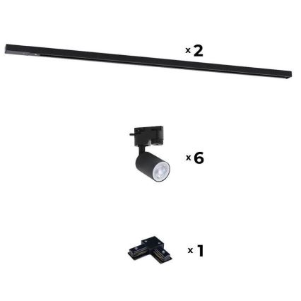 Zuma Line - Spot embutido para sistema de trilhos 6xGU10/10W/230V preto + acessórios para trilhos