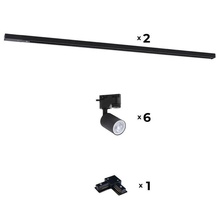 Zuma Line - Spot embutido para sistema de trilhos 6xGU10/10W/230V preto + acessórios para trilhos