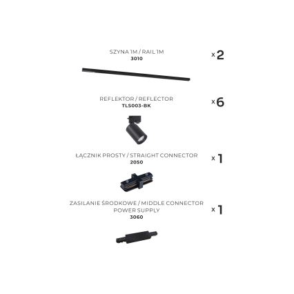 Zuma Line - Foco em sistema de carril 6xGU10/35W/230V preto