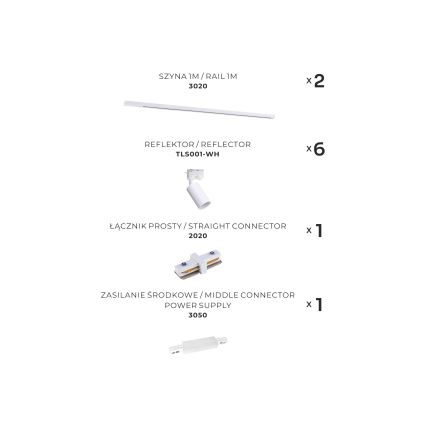 Zuma Line - Foco em sistema de carril 6xGU10/35W/230V branco