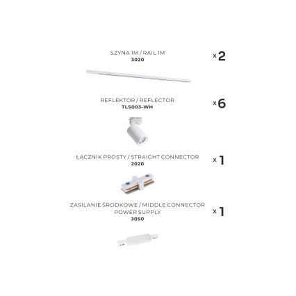 Zuma Line - Foco em sistema de carril 6xGU10/35W/230V branco