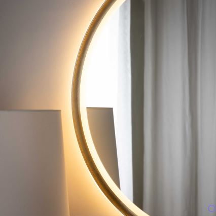 Zuma Line - Espelho de parede para casa de banho com iluminação LED integrada/36W/230V 3000/4000/6000K Ø 80 cm IP44 latão