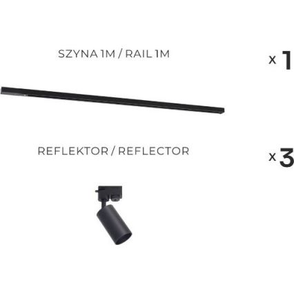 Zuma Line - Spot para sistema de trilhos 3xGU10/35W/230V preto