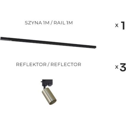 Zuma Line - Luminária de spots para sistema de trilho 3xGU10/35W/230V preto/dourado