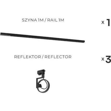 Zuma Line - Foco para sistema de calha 3xGU10/15W/230V preto