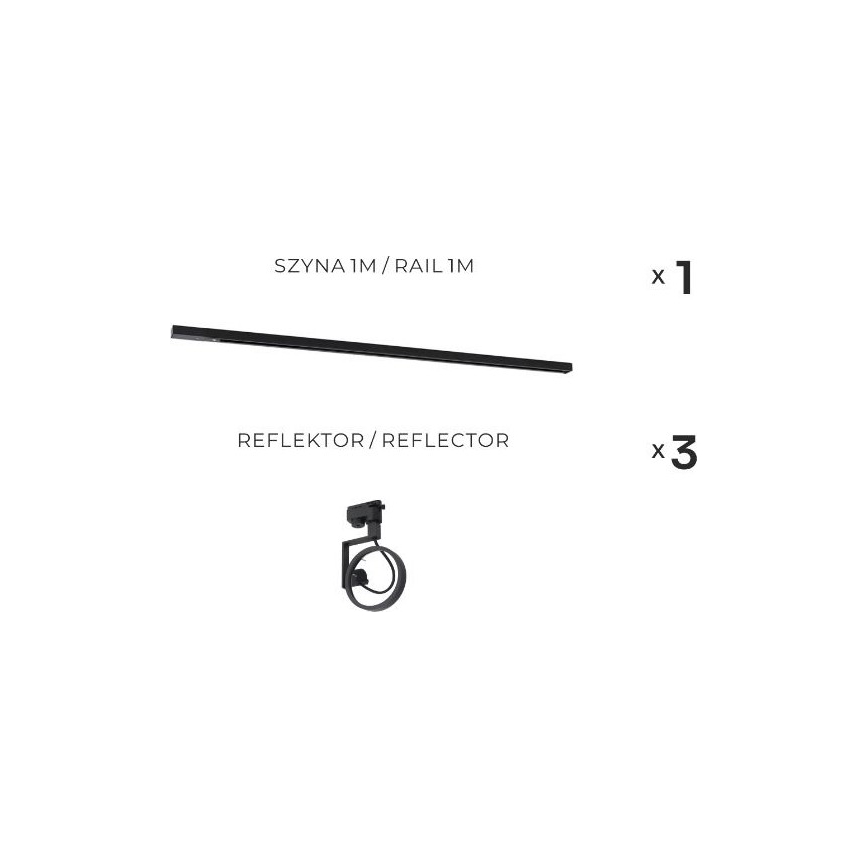 Zuma Line - Foco para sistema de calha 3xGU10/15W/230V preto