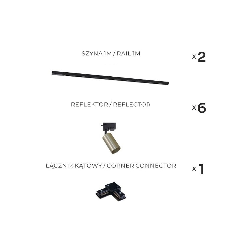 Zuma Line - Luminária de focos para trilho 6xGU10/35W/230V preto/dourado