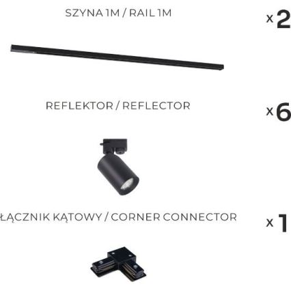 Zuma Line - Luminária direcional para trilho 6xGU10/35W/230V preta